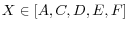X\in\left[ A,C,D,E,F\right] 
