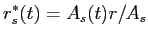 LaTex Encoded Math: \displaystyle r^{*}_{s}(t) = A_{s}(t) r / A_{s}