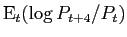 $ \mathrm{E} _{t}(\log P_{t+4}/P_{t} )$