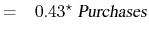 \displaystyle = \ensuremath{\phantom{-}}0.43^{\star}\ \textsl{Purchases}
