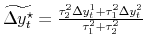  \widetilde{\Delta y_{t}^{\star}} = \frac{\tau_{2}^{2}\Delta y^{1}_{t} + \tau_{1}^{2}\Delta y^{2}_{t}}{\tau_{1}^{2} + \tau_{2}^{2}}
