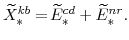 \displaystyle \widetilde{X}^{kb}_{\ast} =\!\widetilde{E}^{cd}_{\ast}+\widetilde{E}^{nr}_{\ast}. 