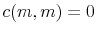 \displaystyle c(m,m)=0% 