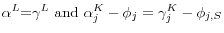 \alpha^{L} \mbox{=}\gamma ^L\mbox{ and }\alpha _j^K -\phi _j =\gamma _j^K -\phi _{j,S} 