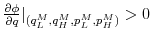  \frac{\partial\phi}{\partial q}\arrowvert_{(q_L^M,q_H^M,p_L^M,p_H^M)}>0
