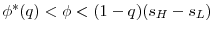  \phi^{*}(q)< \phi <(1-q)(s_H-s_L)