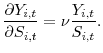 \displaystyle \frac{\partial{Y_{i,t}}}{\partial{S_{i,t}}} = \nu \frac{Y_{i,t}}{S_{i,t}}.