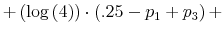 \displaystyle +\left( \log\left( 4\right) \right) \cdot\left( .25-p_{1}+p_{3}\right) +