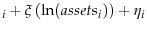 \displaystyle _i +\xi \left( {\ln (assets_i )} \right)+\eta _i
