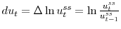  du_{t}=\Delta\ln u_{t}^{ss}=\ln \frac{u_{t}^{ss}}{u_{t-1}^{ss}}