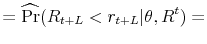 \displaystyle =\widehat{\Pr}(R_{t+L}<r_{t+L}\vert\theta,R^{t})=