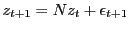 LaTex Encoded Math: \displaystyle z_{t+1} = N z_t + \epsilon_{t+1}