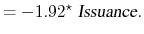 \displaystyle = - 1.92^{\star}\ \textsl{Issuance}.