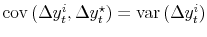  \operatorname{cov}\left( \Delta y_{t}^{i},\Delta y_{t}^{\star}\right) =\operatorname{var}\left( \Delta y_{t}^{i}\right) 