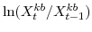 \ln(X^{kb}_{t}/X^{kb}_{t-1})