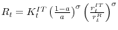 R_t =K_t^{IT} \left( {\frac{1-a}{a}} \right)^\sigma \left( {\frac{r_t^{IT} }{r_t^R }} \right)^\sigma 