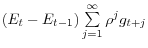 \left( {E_t -E_{t-1} } \right)\sum\limits_{j=1}^\infty {\rho ^jg_{t+j} } 