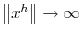  \left\Vert x^{h}\right\Vert \rightarrow\infty