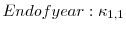  End of year: \kappa_{1,1}