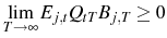 \displaystyle \lim_{T\rightarrow \infty}E_{j,t}Q_{tT}B_{j,T}\geq0
