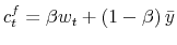  c_{t}^{f}=\beta w_{t}+\left( 1-\beta\right) \bar{y}