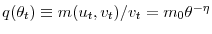  q(\theta_{t})\equiv m(u_{t},v_{t})/v_{t}=m_{0}\theta^{-\eta}