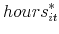 \displaystyle hours_{it}^{\ast }