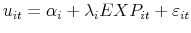  u_{it}=\alpha _{i}+\lambda_{i}EXP_{it}+\varepsilon_{it}