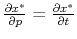  \frac{\partial x^{\ast}% }{\partial p}=\frac{\partial x^{\ast}}{\partial t}