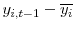  y_{i,t-1}-\overline{y_{i}}