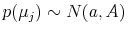  p(\mu_{j})\sim N(a,A)