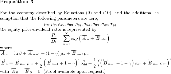 \begin{proposition} % latex2html id marker 1109\singlespacing For the economy ... ...verleftrightarrow{E}_{0}=0$ (Proof available upon request.) \end{proposition}