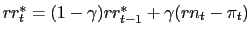  rr_{t}^{\ast}=(1-\gamma)rr_{t-1}^{\ast }+\gamma(rn_{t}-\pi_{t})