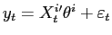 $ y_{t}=X_{t}^{i \prime} \theta^{i}+\varepsilon_{t}$