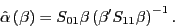 \begin{displaymath} \hat {\alpha }\left( \beta \right)=S_{01} \beta \left( {{\beta }'S_{11} \beta } \right)^{-1}. \end{displaymath}