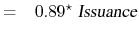 \displaystyle = \ensuremath{\phantom{-}}0.89^{\star}\ \textsl{Issuance}