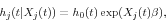 \begin{displaymath} h_j (t\vert X_j (t))=h_0 (t)\exp (X_j (t)\beta ), \end{displaymath}