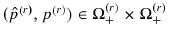  (\hat {p}^{\left( r\right) },p^{\left( r\right) })\in\Omega_{+}^{(r)}% \times\Omega_{+}^{(r)}