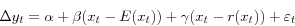 \begin{displaymath} \Delta y_t =\alpha +\beta (x_t -E(x_t ))+\gamma (x_t -r(x_t ))+\varepsilon _t \end{displaymath}