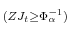  % _{(ZJ_t\ge\Phi^{-1}_{\alpha})}