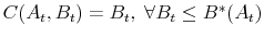  C(A_t, B_t) = B_t, \;\forall B_t\leq B^*(A_t)
