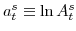 a_{t}^{s}\equiv\ln A_{t}^{s}