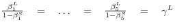 \frac{\beta _1^L }{1-\beta _1^S }\quad =\quad \ldots \quad = \quad \frac{\beta _5^L }{1-\beta _5^S }\quad = \quad \gamma^{L} 
