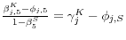 \frac{\beta _{j, 5}^K -\phi _{j, 5} }{1-\beta _5^S }=\gamma _j^K -\phi _{j,S} 