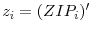  z_i=(ZIP_i)'
