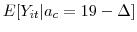 \displaystyle E[Y_{it}\vert a_c=19 - \Delta]