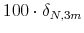  100\cdot\delta_{N,3m}