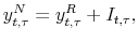 \displaystyle y_{t,\tau}^{N}= y_{t,\tau}^{R} + I_{t,\tau},% 