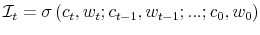  \mathcal{I}_{t}=\sigma\left( c_{t},w_{t};c_{t-1},w_{t-1};...;c_{0},w_{0}\right) 