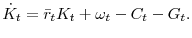  \dot{K}_{t}=\bar{r}% _{t}K_{t}+\omega _{t}-C_{t}-G_{t}.